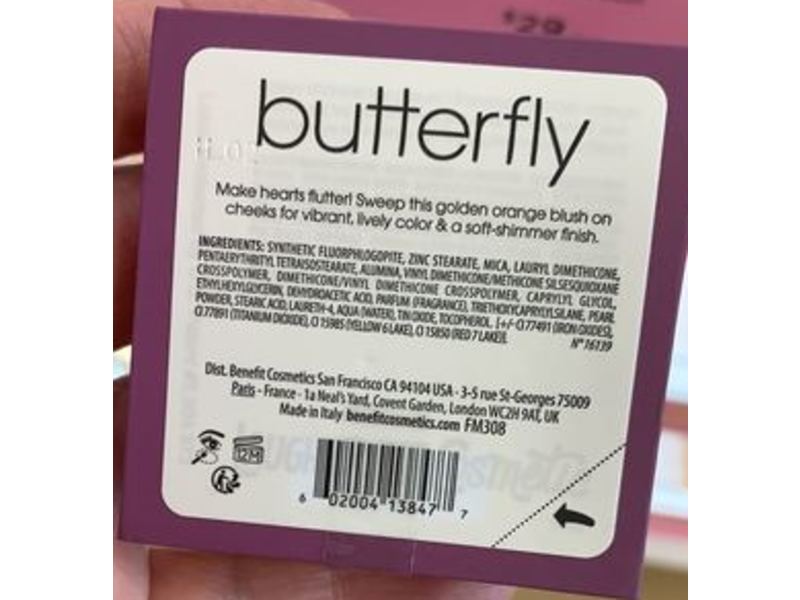 Benefit Cosmetics Blush, Butterfly Golden Orange Blush, 0.21 oz/6 g