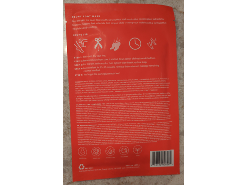 SOON Skincare Peony Foot Mask, 16 g