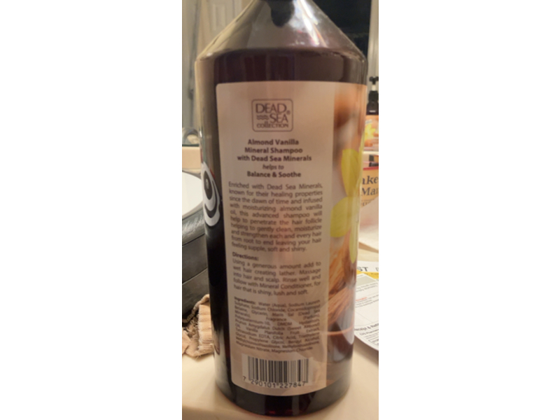 Dead Sea Collection Mineral Shampoo, Almond & Vanilla Oil, 33.8 fl oz/1000 mL, Pack Of 2