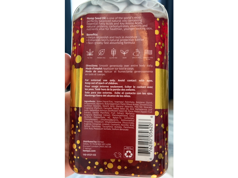 Hempz Herbal Body Moisturizer Lotion, Apple Cider & Nutmeg, 17 fl oz/500 mL