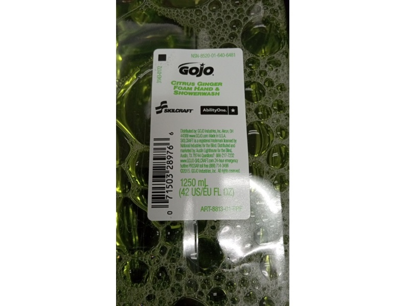 Gojo Foam Hand & Shower Wash, Citrus Ginger, 42 fl oz/1250 mL