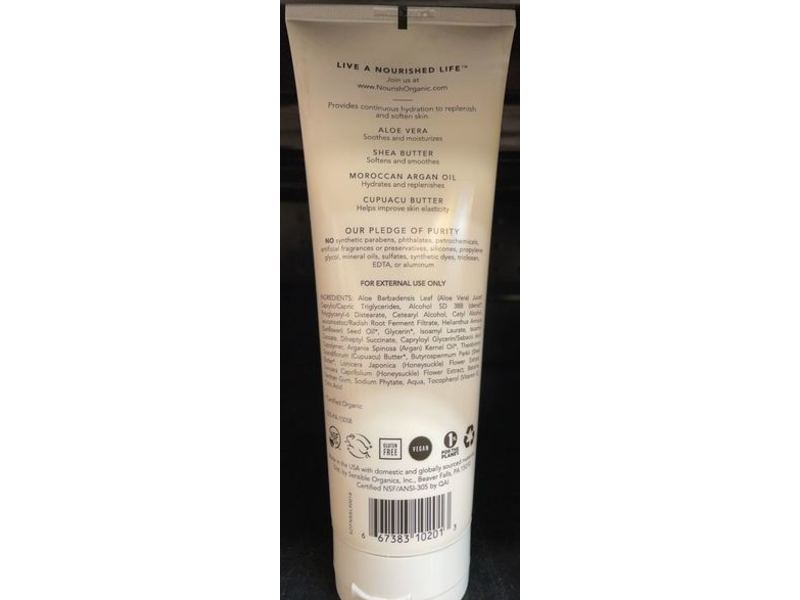 Nourish Organic Hydrating Body Lotion, Pure Unscented, 8 fl oz/236 mL