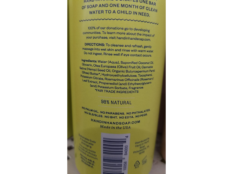 Hand In Hand Hand Soap, Rosemary Lemon, 10 oz/296 ml