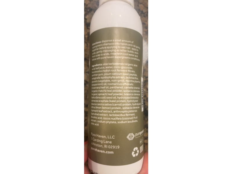 Purehaven Supergreens Shampoo, Kale Match Tea & Rosemary Mint,3.4 oz/96 g