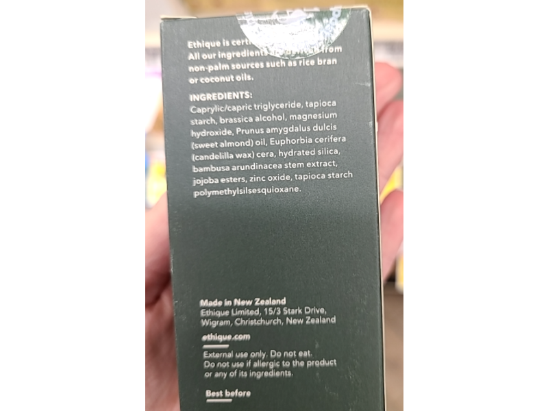 Ethique Minimalist Solid Deodorant Stick, 2.47 oz/70 g