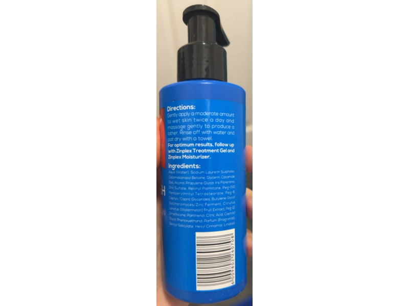 Zinplex Facial Wash, Zinc & Kalahari Watermelon, 5.07 FL OZ/150 mL