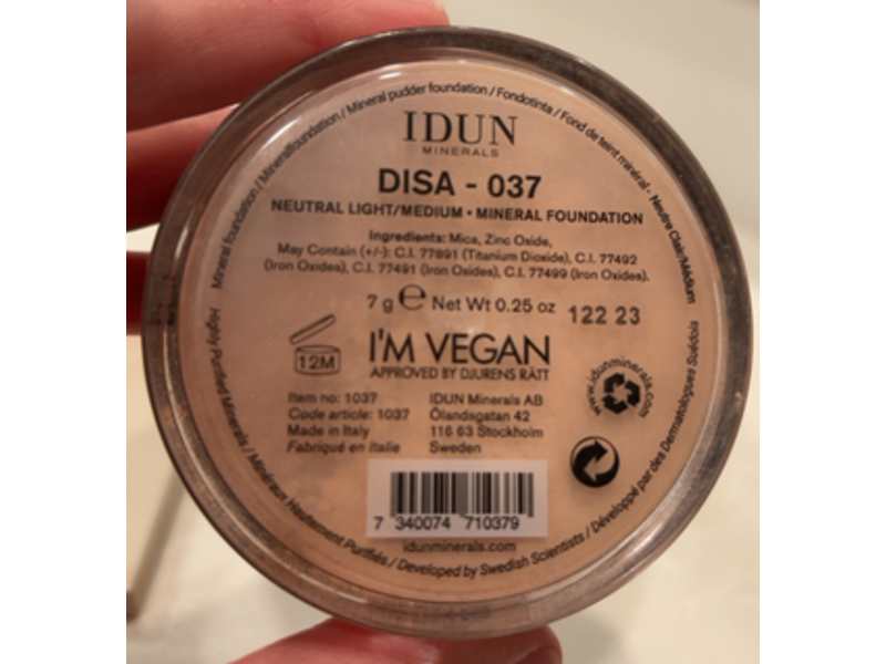 Idun Minerals Powder Foundation, SPF 15, 037 Disa, 0.25 oz/7 g