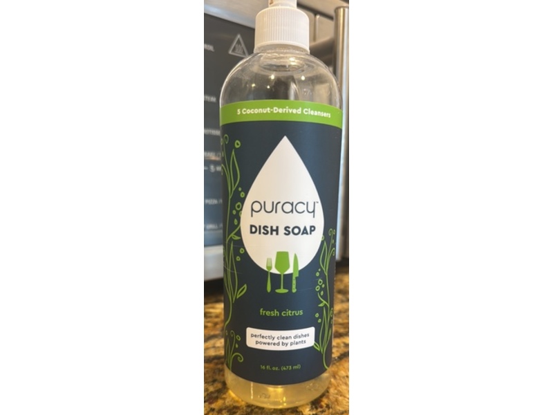 Puracy Dish Soap, Fresh Citrus, 16 fl oz/473 mL