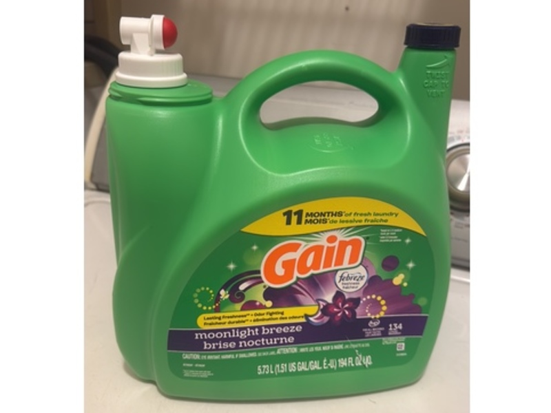 Gain Liquid Laundry Detergent, Moonlight Breeze, 134 Loads, 194 fl oz/5.73 L