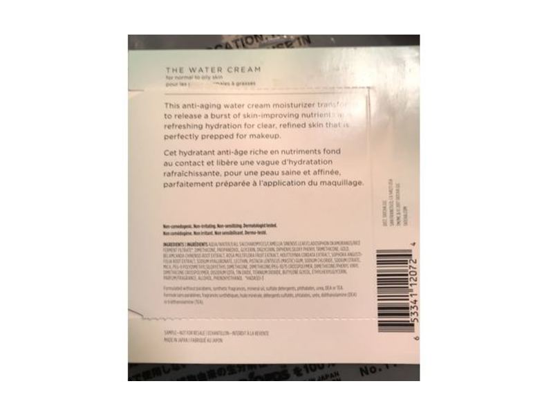 Tatcha The Water Cream, Refreshing & Anti-Aging, 0.03 fl oz/1 ml