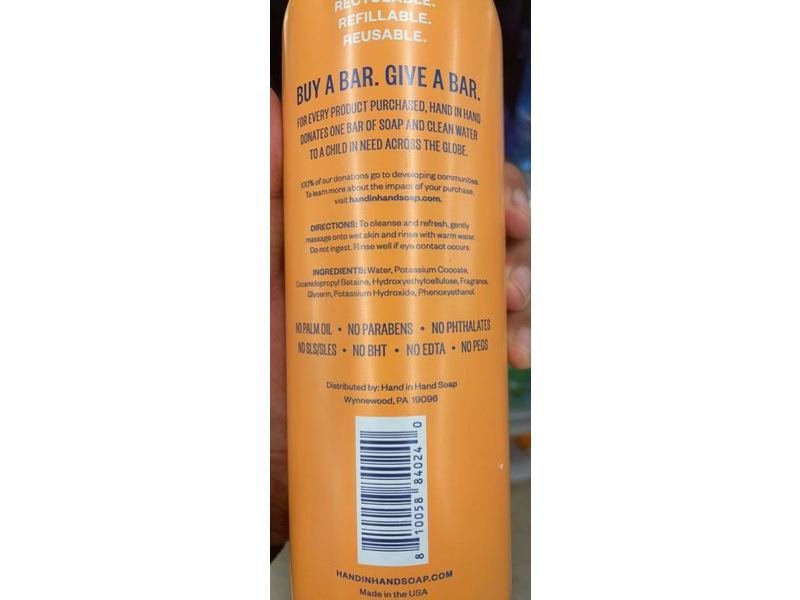 Hand In Hand Refill Hand Soap, Citrus Grove, 19.8 fl oz/585 mL