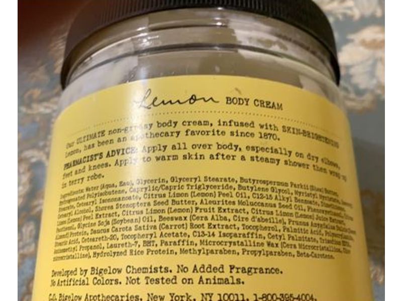 Co Bigelow Lemon Body Cream, Original Formulary, 32 oz/907 g