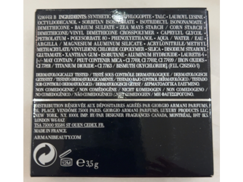 Giorgio Armani Luminous Silk Glow Fusion Powder, 4 Light To Medium, 0.12 oz/3.5 g