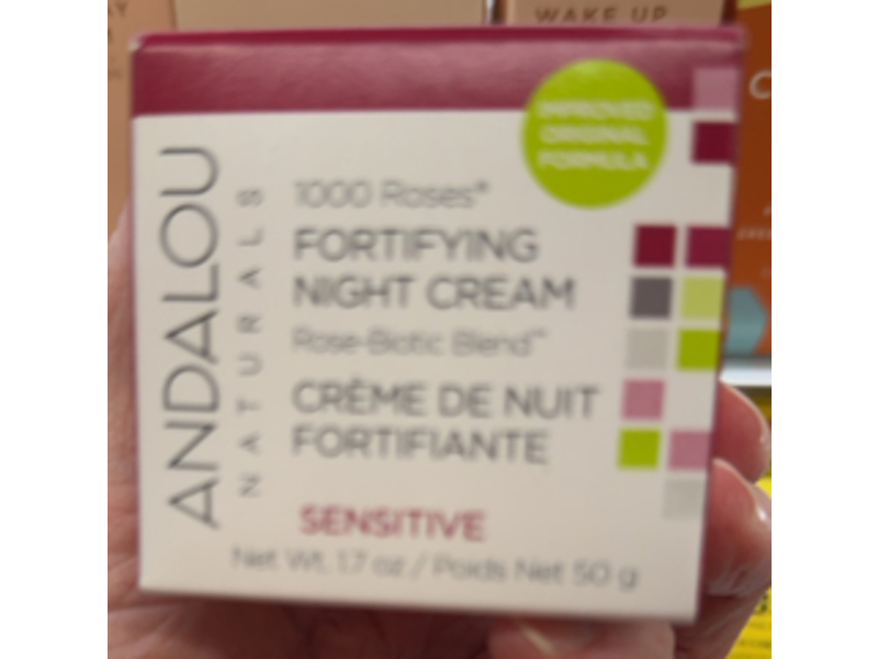 Andalou Naturals 1000 Roses Fortifying Night Cream, Rose Biotic Blend, 1.7 oz/50 g