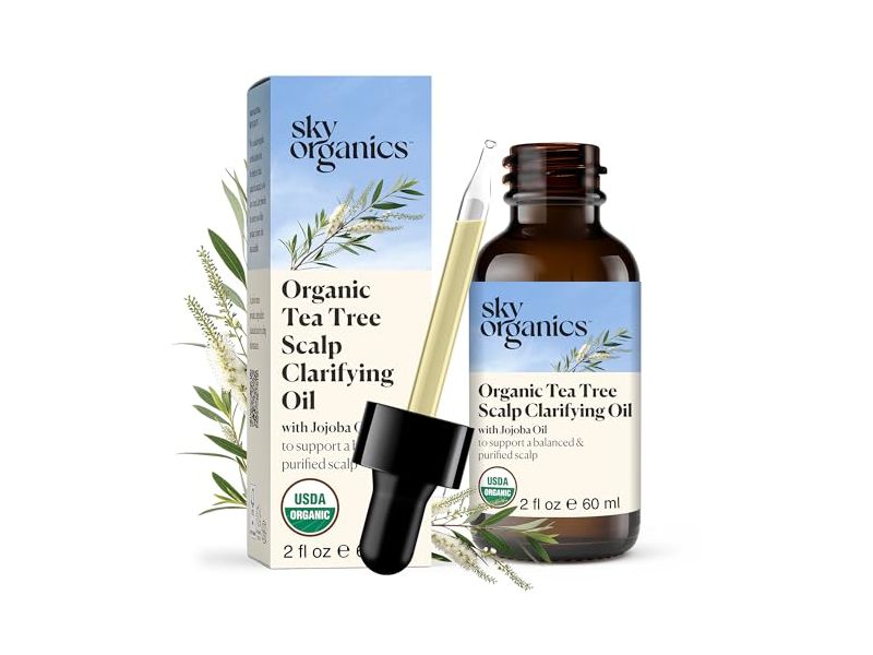 Sky Organics Organic Tea Tree Scalp Clarifying Oil, Jojoba Oil, 2 fl oz/60 mL