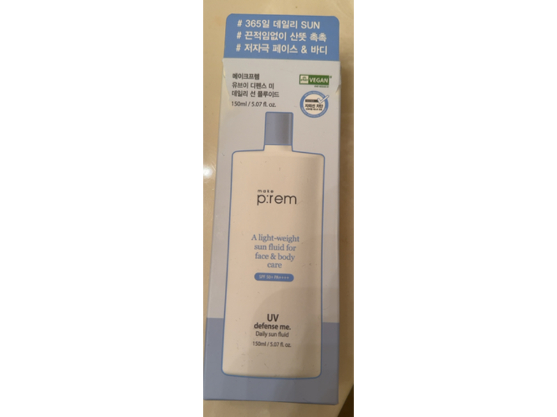 Make Prem A Lightweight Sun Fluid Face & Body Care, SPF 50+ PA++++, 5.07 fl oz/150 mL