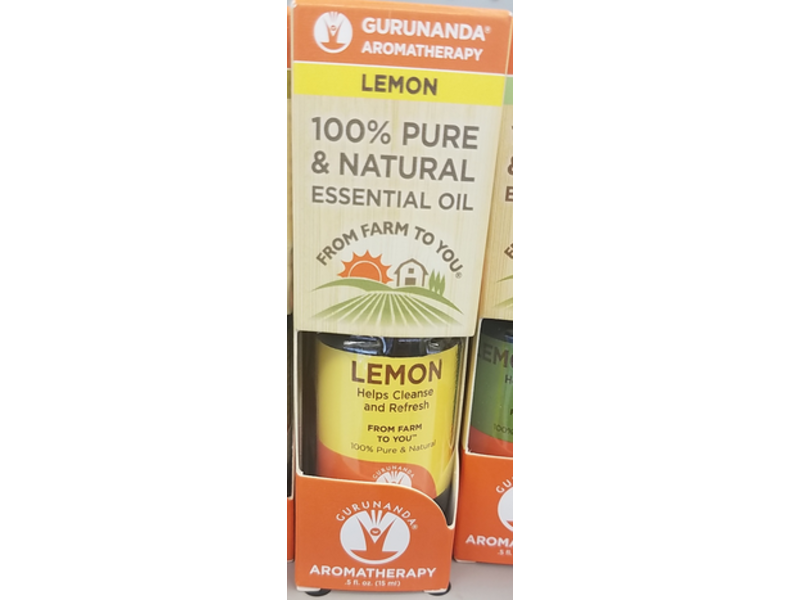 GuruNanda 100% Pure & Natural Essential Oil, Lemon, 0.5 fl oz/15 mL