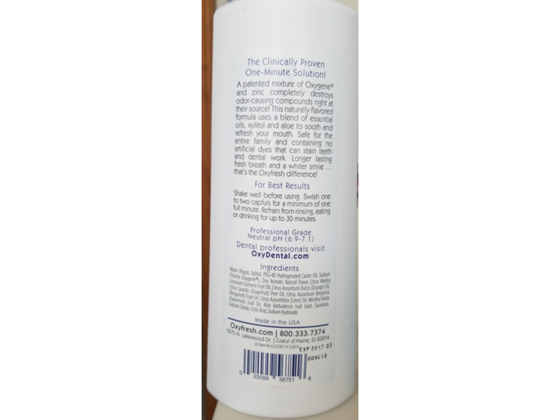 Oxyfresh Mouthwash, Lemon Mint, 16 fl oz/473 mL