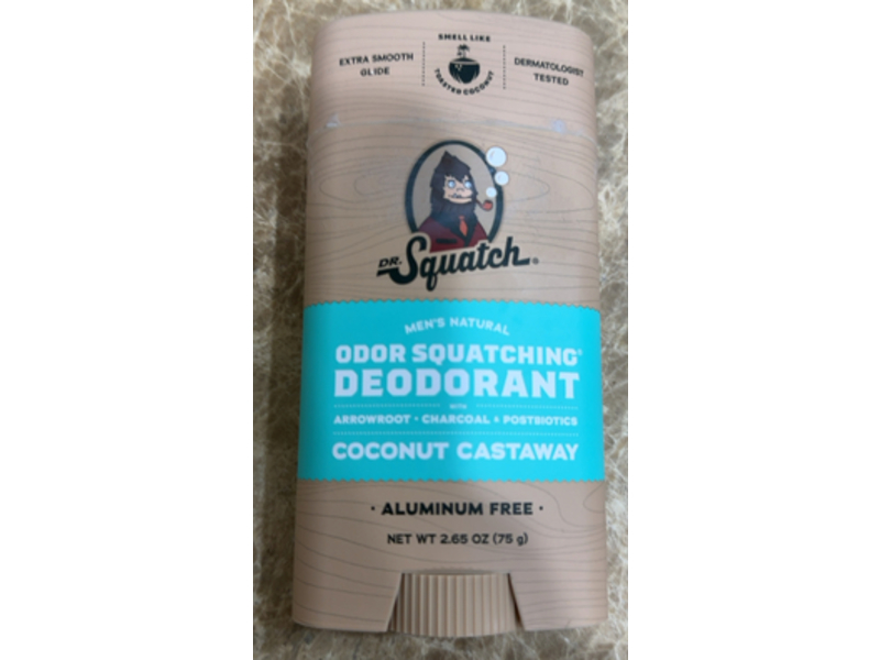 Dr. Squatch Men's Odor Squatching Deodorant, Coconut Castaway, 2.65 oz/75 g
