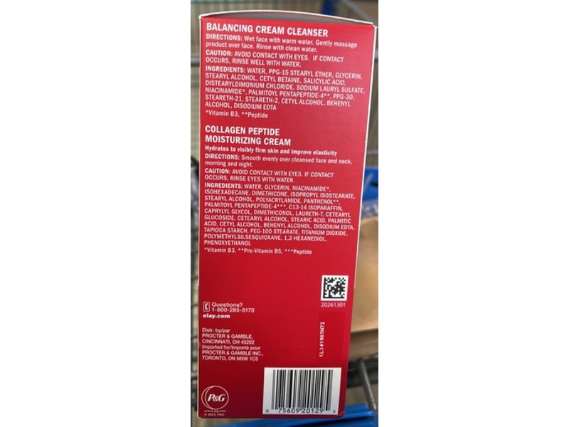 Olay Duo Pack Collagen Peptide Cream + Balancing Cream Cleanser, 1.7 fl oz/50 mL