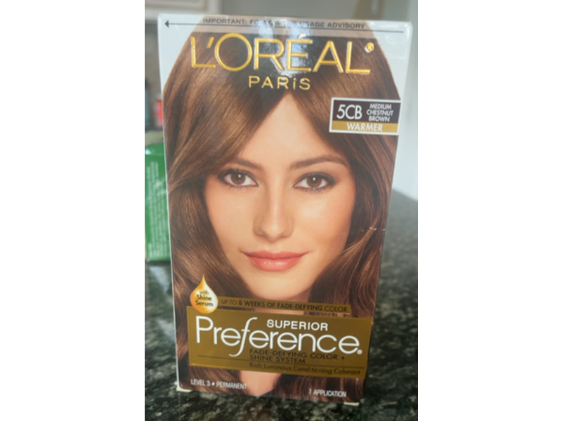 L'oreal Paris Superior Preference Fade-Defying Color + Shine System, 5CB Medium Chestnut Brown, 1 Application