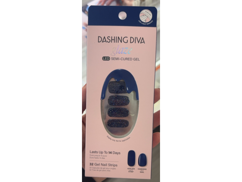 Dashing Diva Glaze Semi-Cured Gel, Sparkling Sea, 34 Nail Strips