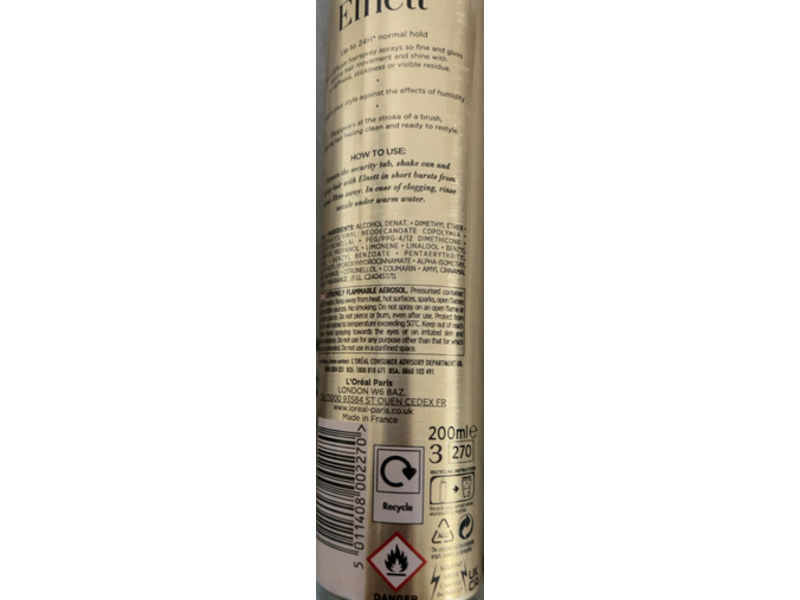 L'Oreal Paris Hairspray, Elnett, Normal Hold, 200 mL