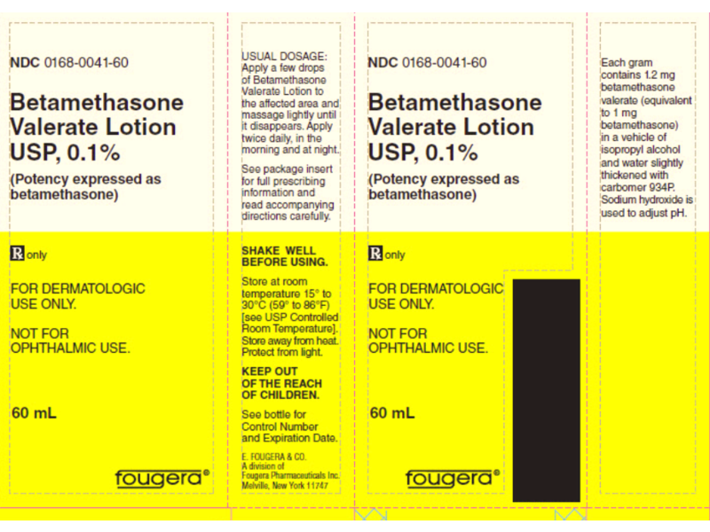 Betamethasone Valerate Lotion USP, 0.1%, 60 mL Fougera (RX)