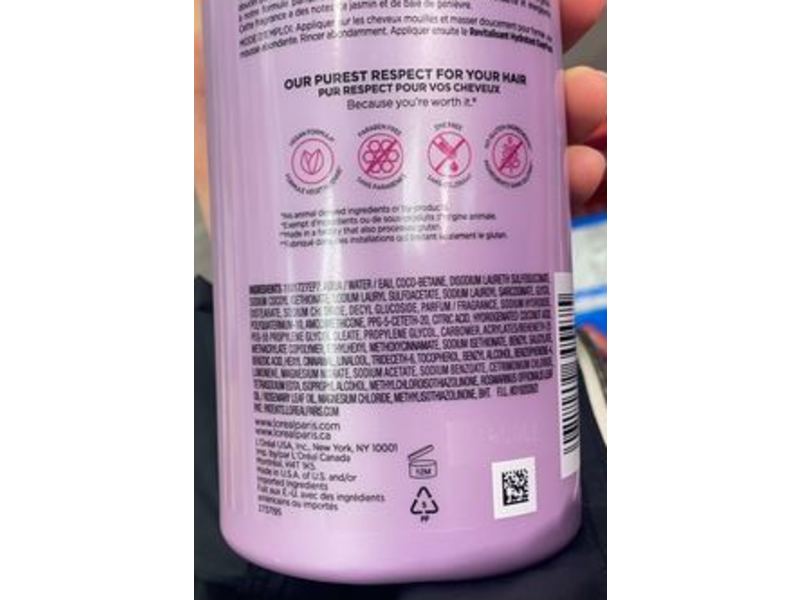 L'Oreal Paris Ever Pure Moisture Shampoo, Rosemary, Sulfate Free, 23 fl oz/680 mL