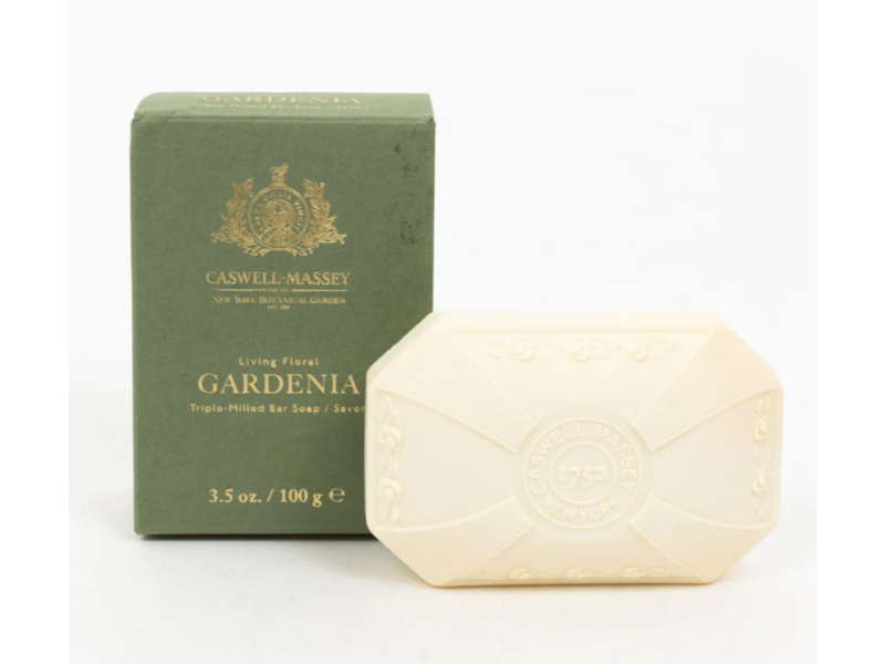 Caswell-Massey Living Floral Triple-Milled Bar Soap, Gardenia, 3.5 oz/100 g