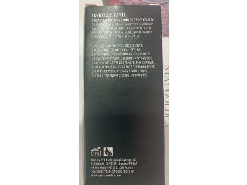 Nyx Professional Makeup Total Control Pro Drop Foundation, Camel, 0.43 fl oz/13 mL