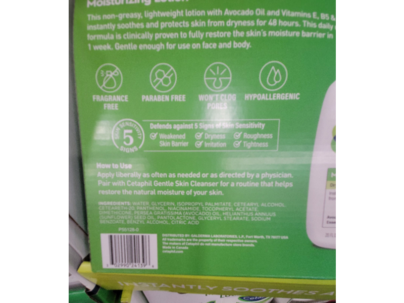 Cetaphil Moisturizing Lotion, Dry To Normal, Sensitive Skin, Avocado Oil & Essential Vitamins B5 & B3, Pack Of 2