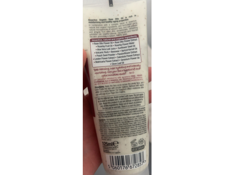 Dr.Organic Face Scrub, Rose Otto, 125 mL