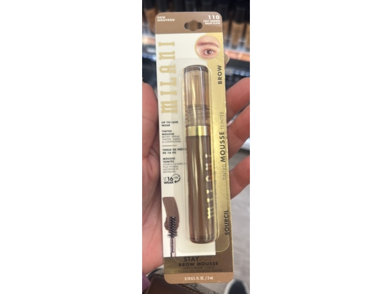 Milani Stay Put Tinted Brow Mousse, 110 Sift Brown, 0.10 fl oz/3 mL