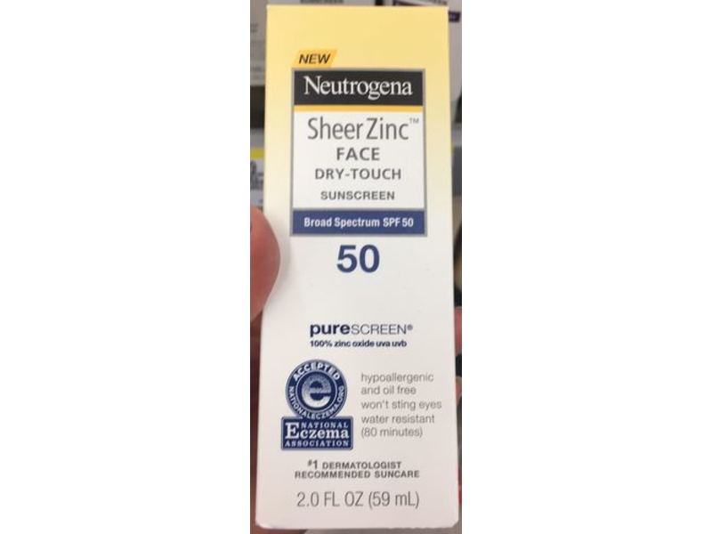 Neutrogena Sheer Zinc Face Dry-Touch Sunscreen, SPF 50, 2.0 fl oz/59 mL
