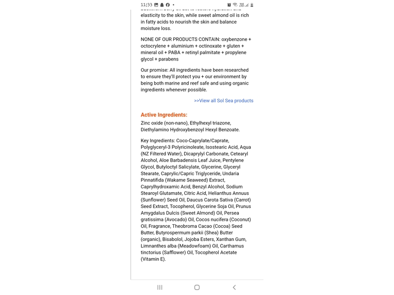 Sol & Sea Natural Mineral Face + Body Sunscreen, SPF 50, 2.87 fl oz/85 mL