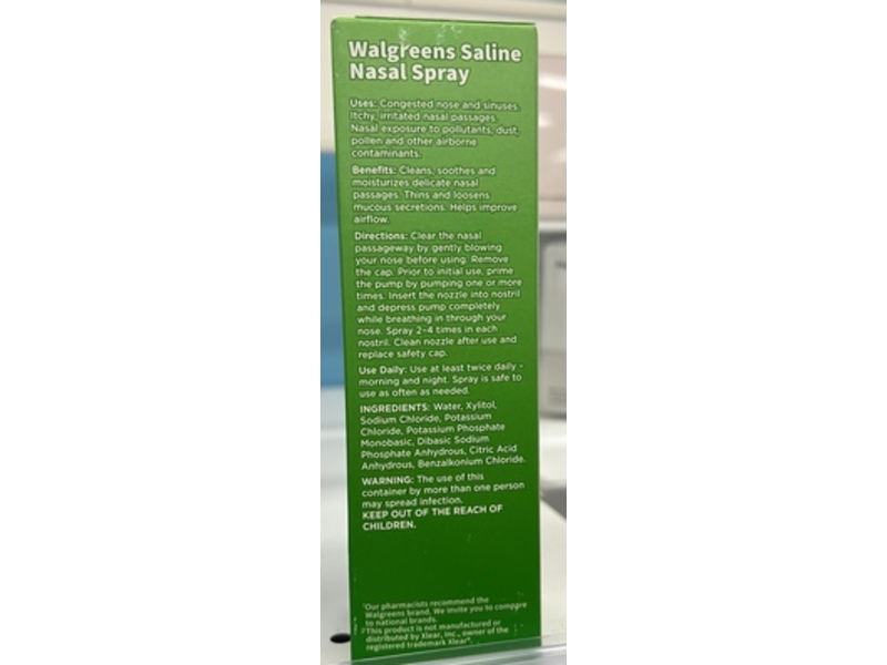 Walgreens Saline Nasal Spray with Xylitol, 1.5 oz/45 mL