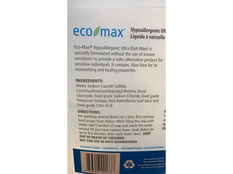 Eco-Max Hypoallergenic Ultra Dish Wash, 135 fl oz/4 L
