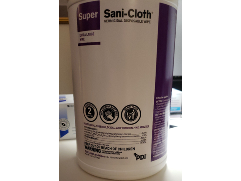 PDI Super Sani-Cloth Germicidal Disposable Wipe, 65 Wipes