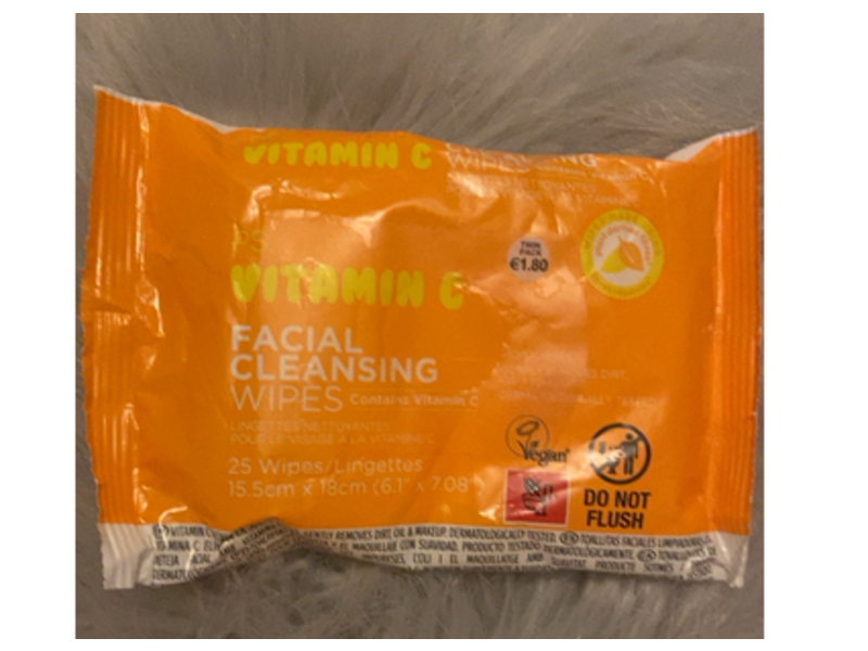 PS... Facial Cleansing Wipes, Vitamin C, 25 Count