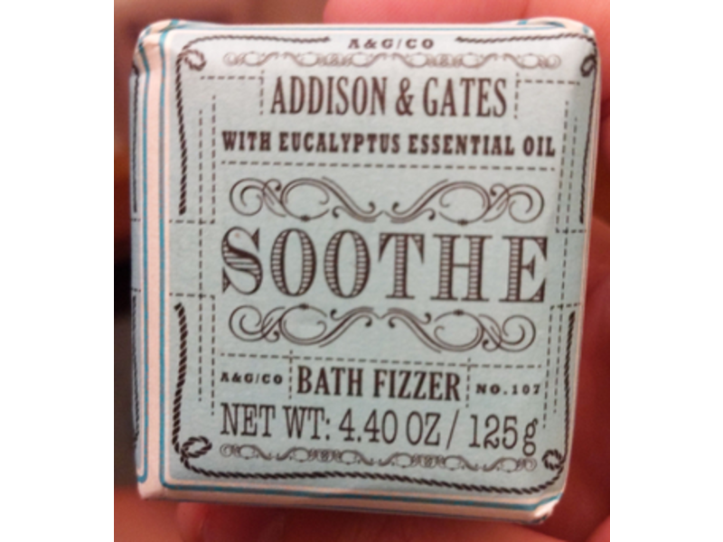Addison & Gates Soothe Bath Fizzer, Eucalyptus Essential Oil, 4.40 oz/125 g