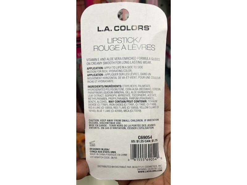 L.A. Colors Hydrating Lipstick, C69054 Beloved, 0.11 oz/3.2 g