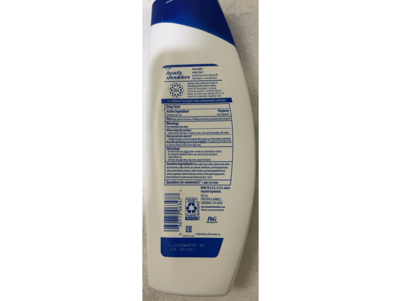 Head & Shoulders 2-In-1 Dandruff Shampoo + Conditioner, Lavender Mint, 12.5 fl oz/370 mL