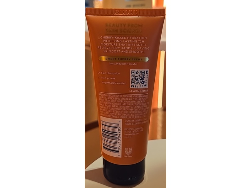 Vaseline Cherry Aura Hand Butter, Sweet Cherry Scent, 3.4 fl oz/100 mL