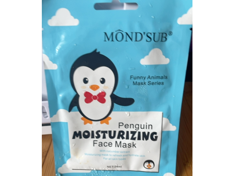MOND'SUB Moisturizing Face Mask, Penguin, 24 mL, Pack Of 5