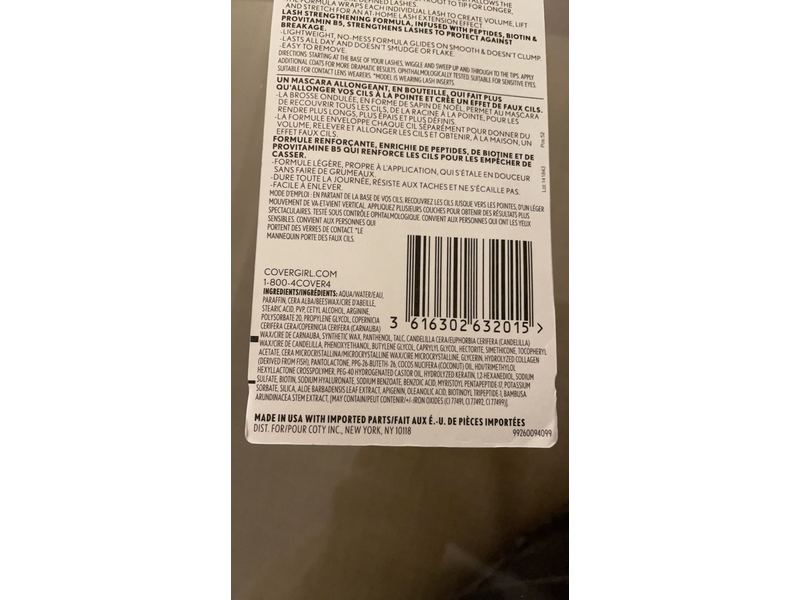 Covergirl Exhibitionist Stretch & Strengthen Mascara, Black 825, 0.3 fl oz/9 mL