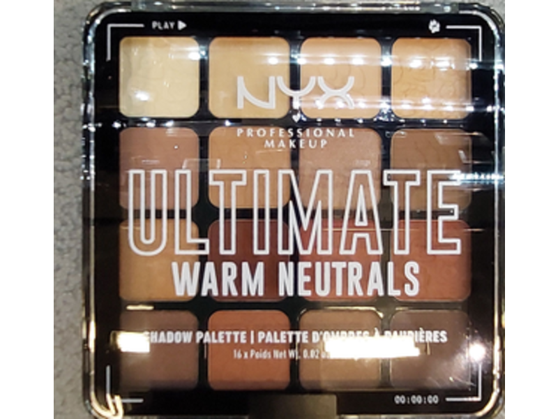 Nyx Professional Makeup Ultimate Eyeshadow Palette, Warm Neutrals, 0.02 oz/0.83 g
