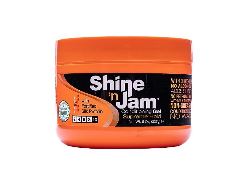 Ampro Shine'N Jam Supreme Hold Conditioning Gel, Fortified Silk Protein, 8 oz/227 g