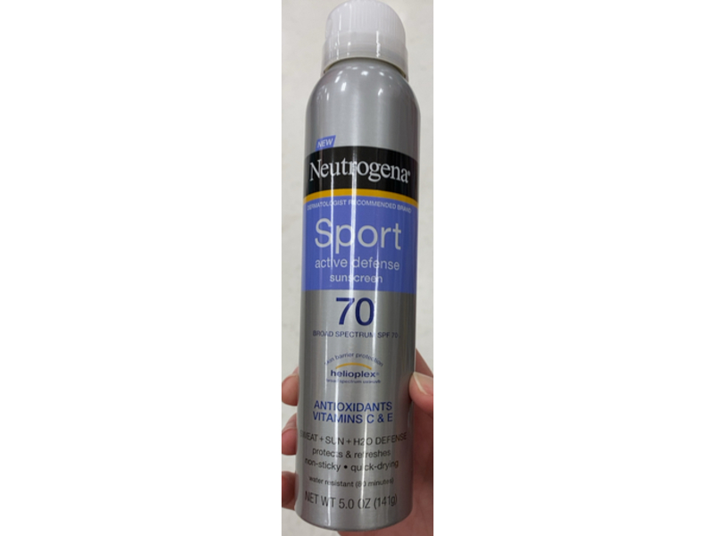 Neutrogena Sport Active Defense Sunscreen, SPF 70, Antioxidants + Vitamins C & E, 5.0 oz/141 g, Pack Of 2