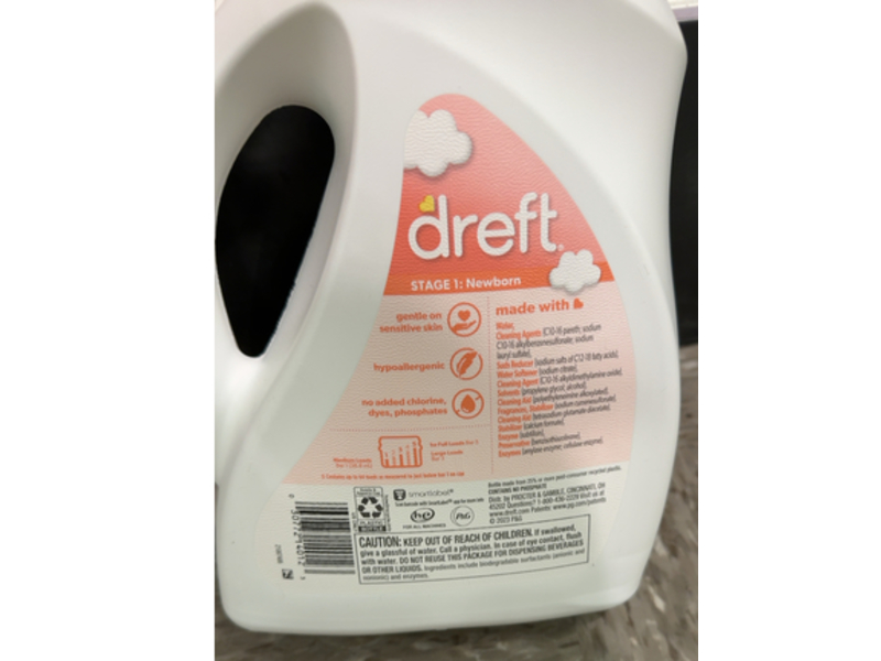 Dreft Newborn Liquid Laundry Detergent, 64 Loads, 92 fl oz/2.72 L